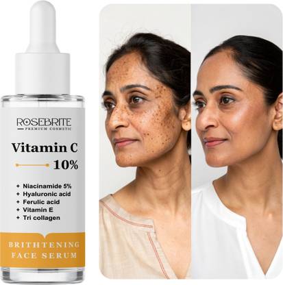 RoseBrite Youthful Glow Vitamin C Serum – With Tri Collagen, HA, Niacinamide & Ferulic Acid to Boost Firmness & Brightness