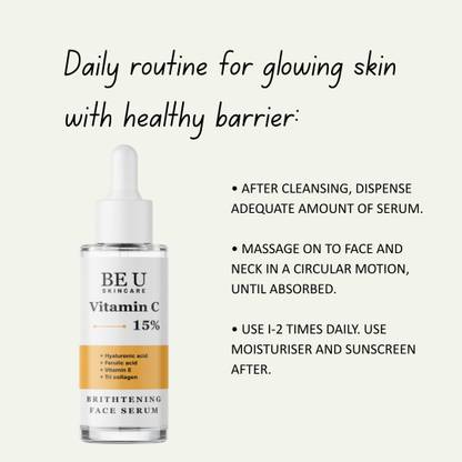 Be U Deep Glow Serum – With Vitamin C, Hyaluronic Acid & Ferulic Acid to Refresh and Brighten Skin