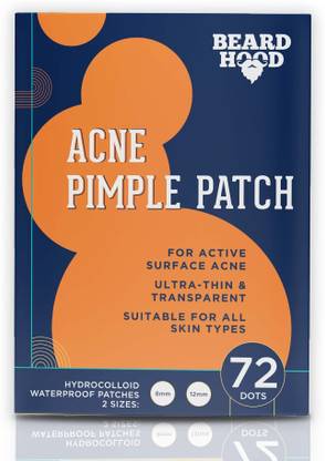 BEARDHOOD Acne Pimple Patch | 72 Hydrocolloid Waterproof Patches | For Active Surface Acne