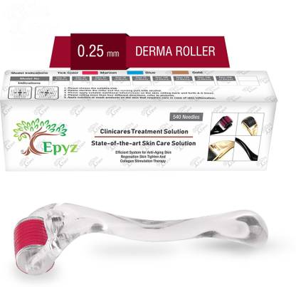 Epyz Derma Roller Cosmetic Micro Needling Instrument with 540 Needles for Acne, Skin, Hair Loss, With Free Storage Case [ Transparent Pink, 0.25mm ] Pack of