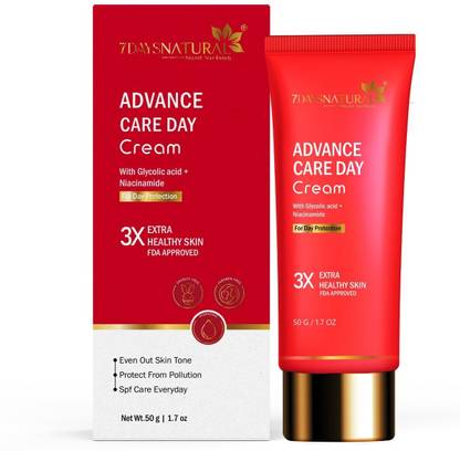 7days natural Advance Care Day Cream With Glycolic Acid Niacinamide For Day Protection 3X Extra Healthy Skin