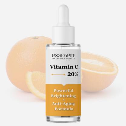 RoseBrite Brightening Face Serum – 20% Vitamin C, Kojic Acid & Ferulic Reduce Pigmentation & Even Out Skin Tone