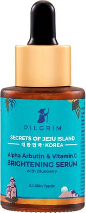 Pilgrim Alpha Arbutin & Vitamin C Brightening Skin Face Serum | Fades Dark Spots & Hyper Pigmentation | Experience Glowing Skin | Dermatologically Tested | For Men & Women | All Skin