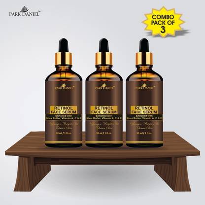 PARK DANIEL Premium Retinol Face Serum Enriched With Shea Butter, Vitamin A, C & E -For Younger, Brighter and Clearer Skin- Ideal For Men & Women Combo Pack of 3 Bottle of 30 ML(90 ML)