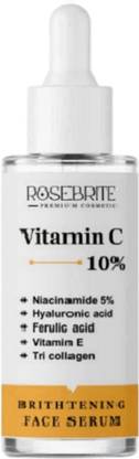 RoseBrite Brightening Face Serum with Vitamin C 10%, Niacinamide 5%, Tri Collagen & Hyaluronic Acid – Hydrates Deeply, Firms Skin & Evens Skin Tone – Lightweight & Non-Greasy