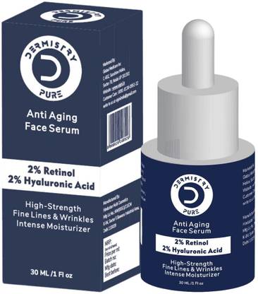 DERMISTRY 2% Retinol Hyaluronic Anti Ageing Day Night Cream Face Serum for Aging Wrinkles