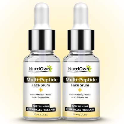 NutriOwn Multi-Peptide Face Serum with Ectoin, Matrixyl, Amino Acids & Polypeptides | Anti-Wrinkle & Radiance Boost Pack of 2