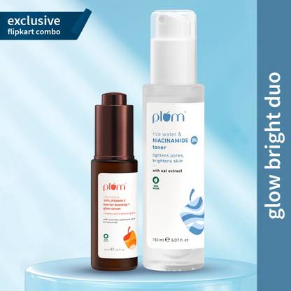 Plum Brightening Combo: 10% Vitamin C Barrier Boosting Serum 30ml + Niacinamide Toner 150ml