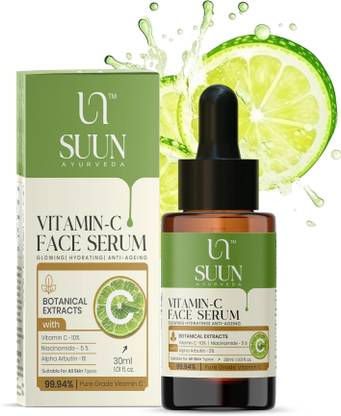 Suun Ayurveda 10% Vitamin C and 5% Niacinamide Face Serum | Reduces Dark Spots, Brightens Dull Skin, Evens Skin Tone | Hydrating & Anti-Ageing Serum