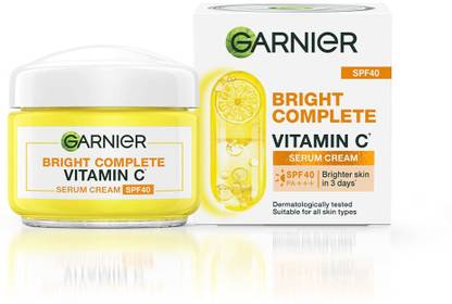GARNIER Bright Complete Vitamin C Serum Cream with SPF40, Sun Protection & Brightening