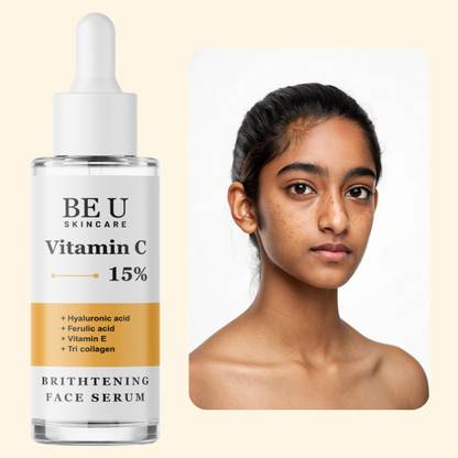 Be U Vitamin C Serum with Hyaluronic Acid & Vitamin E Targets Uneven Skin Texture, Leaving Skin Soft, Bright & Balanced