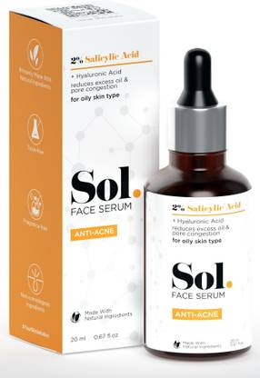 Sol. 2% Salicylic Acid Anti-Acne Face Serum For Acne, Open Pores & Oil Balancing