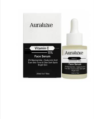 auraluxe 15% Vitamin C Face Serum with 2% Niacinamide & Hyaluronic Acid for Bright, Even Skin Tone
