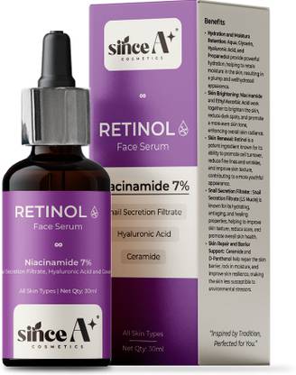 SINCE A+ Anti Aging Retinol Serum For Face With Hyaluronic Acid, Niacinamide & Ceramides