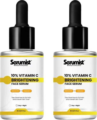 serumist 10% Vitamin C Serum with Hyaluronic Acid and Niacinamide – Brightens Skin | Hydrates Deeply | Reduces Dark Spots (Pack of 2)