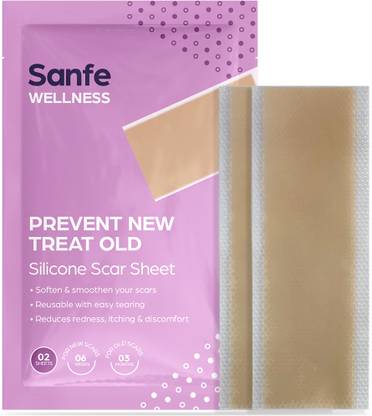 Sanfe Silicone Scar Sheet Prevent new & treat old scars Reduces redness reusable 2 Pcs