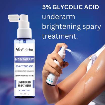 Vedlekha 5% Glycolic Acid Underarm Brightening Treatment Spray Toner For Face & Body| Women