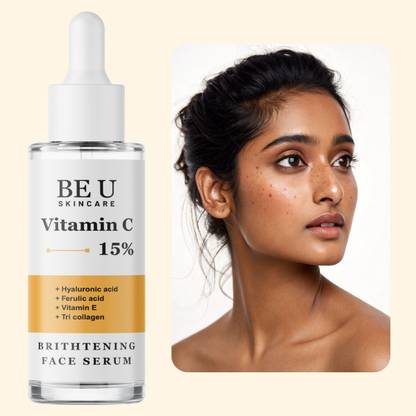Be U Vitamin C Serum with Hyaluronic Acid & Vitamin E to Enhance Skin Texture, Smooth Rough Patches & Hydrate Skin