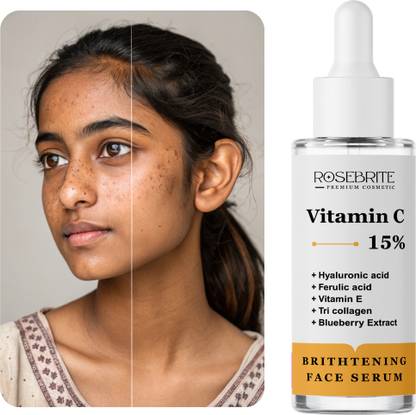 RoseBrite Vitamin C Face Serum for Brightening – Boosts Hydration & Skin Tone with Ferulic Acid, Hyaluronic Acid & Vitamin E