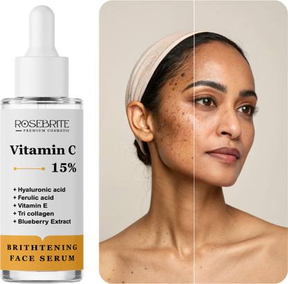 RoseBrite Daily Vitamin C Serum – With Ferulic Acid, Vitamin E & Hyaluronic Acid to Brighten Skin & Reduce Pigmentation Marks