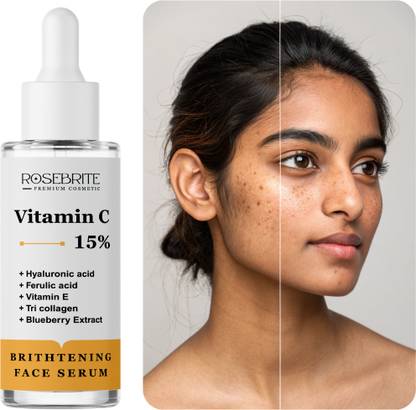 RoseBrite Vitamin C Serum – With Hyaluronic Acid to Brighten Skin, Reduce Blemishes & Provide Deep Moisture