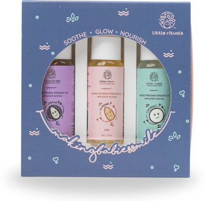 Little Rituals Organic Baby Oil Gift Pack: 3 Variants, Travel-Size, Pediatric-Tested