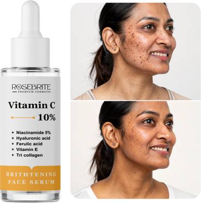 RoseBrite Face Serum for Firm, Glowing Skin – Vitamin C, Niacinamide, HA, Tri-Collagen & Ferulic Acid Complex
