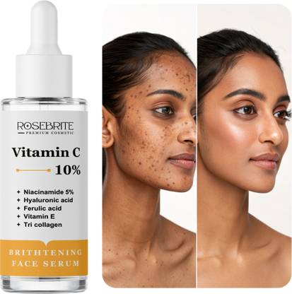 RoseBrite Vitamin C Serum – Hydrates, Brightens & Firms with HA, Collagen, Niacinamide & Antioxidant Protection
