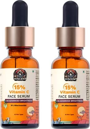 Hiscent Vitamin C Face Serum Combo – 15% Vitamin C with Ferulic Acid & Kakadu Plum for Brightening & Even Skin Tone