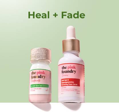The Pink Foundry Overnight Acne Spot Corrector to Shrink Active Acne & Dark Spot & Hyperpigmentation Serum to Fade Acne Marks Combo