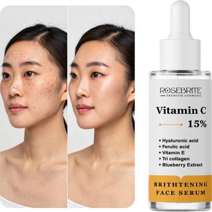 RoseBrite Anti-Aging Vitamin C Serum 15% – With Hyaluronic Acid & Antioxidants to Reduce Wrinkles, Boost Radiance & Firm Skin