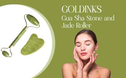 GOLDINKS Gua Sha Facial Tools & Jade Roller Set for Skin Care, Reduce Puffiness