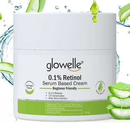 glowelle 0.1% Retinol Serum Based Night Cream Wrinkle Fine Lines Brighter & Healthy Skin