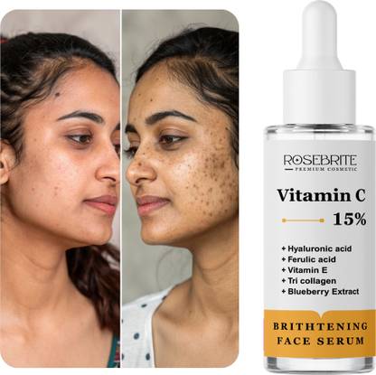 RoseBrite Anti-Wrinkle Vitamin C 15% Serum – With Hyaluronic Acid & Vitamin E to Hydrate & Brighten Aging Skin
