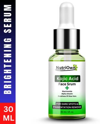NutriOwn Kojic Acid Serum for Pigmentation Remove & Skin Whitening & Dark Sport removal | Kojic Acid Face Serum with Niacinamide, Alpha Arbutin, Goodness Of Aloe Vera | All Skin Types