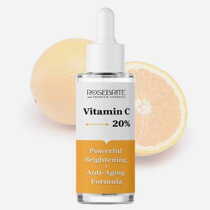 RoseBrite Vitamin C 20% + Kojic Acid & Hyaluronic Acid Face Serum – Targets Wrinkles, Lines & Improves Firmness