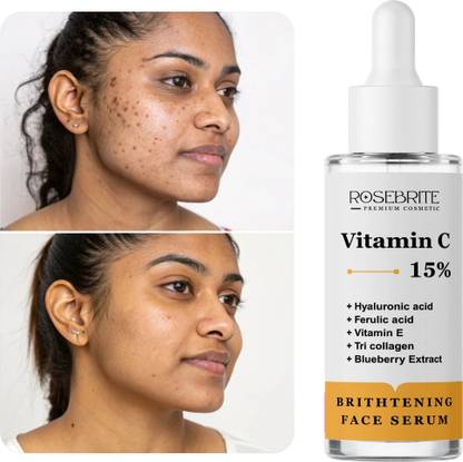 RoseBrite Vitamin C Face Serum – Deep Hydration & Lasting Softness with Ferulic Acid, Vitamin E & Hyaluronic Acid Blend