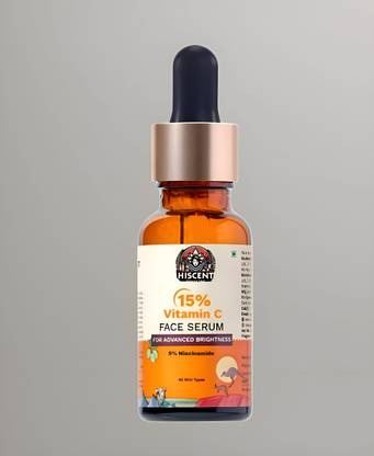 Hiscent 15% Vitamin C Face Serum with Ferulic Acid & Kakadu Plum for Brightening & Even Skin Tone