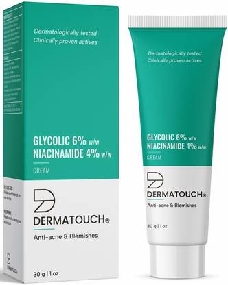 Dermatouch Glycolic 6% w/w Niacinamide 6% w/w Cream | For Anti-acne and Blemishes | Unisex