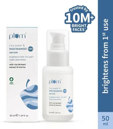 Plum Rice Water & 10% Niacinamide Face Serum |Brightens & Fades Blemishes |