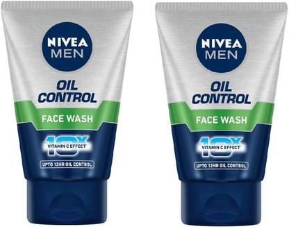 Nivea Men Oil Control Facewash with 10x Vitamin C Effect – Deep Cleansing for Oily Skin, Removes Dirt & Excess Oil, Gives Long-Lasting Freshness – 100g (PACK OF 2) Face Wash