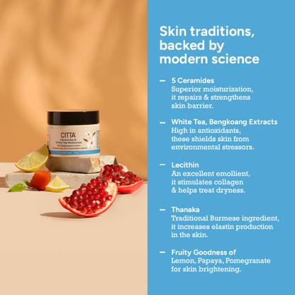 CITTA Ceramides & White Tea Moisturizer For Barrier Repair With Niacinamide For Men & Women.