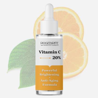 RoseBrite Brightening Face Serum – 20% Vitamin C + Kojic Acid for Fading Pigmentation, Redness & Acne Spots Fast