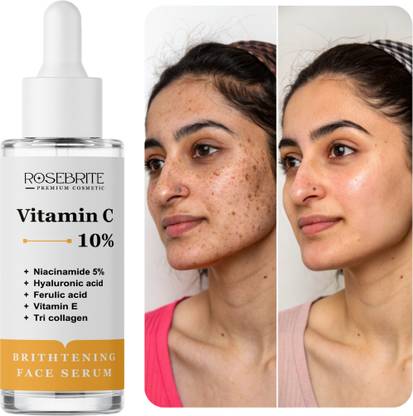 RoseBrite Vitamin C + Collagen Serum – With Niacinamide, HA & Ferulic Acid to Brighten, Hydrate & Restore Youthful Glow
