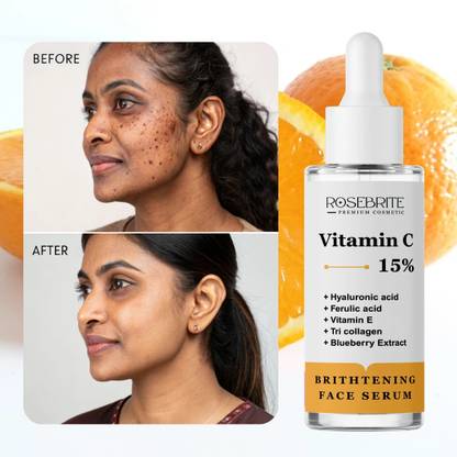 RoseBrite Restorative Vitamin C Serum – Supports Skin Barrier & Radiance with Hyaluronic Acid, Vitamin E & Ferulic Acid