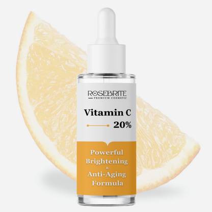 RoseBrite Daily Use Vitamin C 20% Face Serum with Kojic Acid Lightens Acne Scars, Melanin Spots & Boosts Skin Clarity