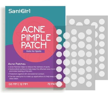 SaniGirl Acne Pimple Patch 72Dots Invisible Facial Stickers with 100% Hydrocolloid