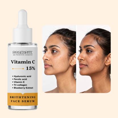 RoseBrite Bright & Smooth Vitamin C Serum – Packed with Ferulic Acid, Vitamin E & Hyaluronic Acid for Total Skin Revival