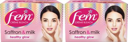 Fem Salon Professional Crme Bleach Saffron & Milk 315gm (Pack of 2) Glowing Skin