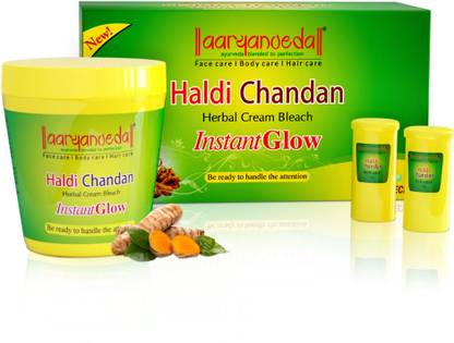 Aaryanveda Haldi-Chandan Bleach Cream Instant Glow Fairness Facial Pack for All Skin Types